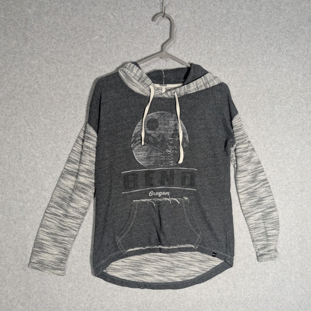 Techstyles Bend Oregon Hoodie Women Medium Gray Graphic Pullover Casual Outdoors